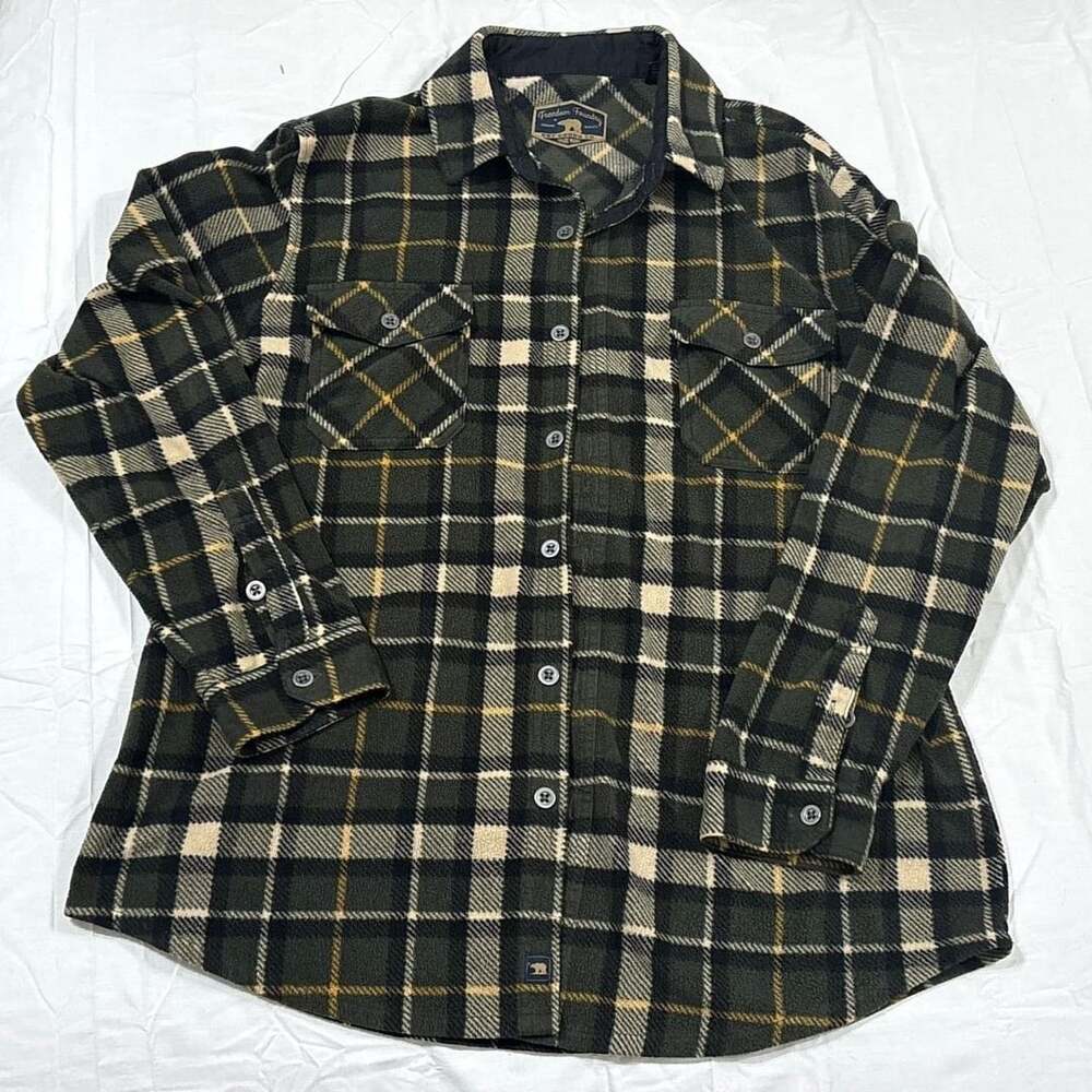 Freedom Foundry Men's XL Green Plaid Super Plush Fleece Shirt Jacket
